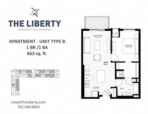 B - Furnished Floor Plan at The Liberty Apartments & Townhomes, Golden Valley, MN